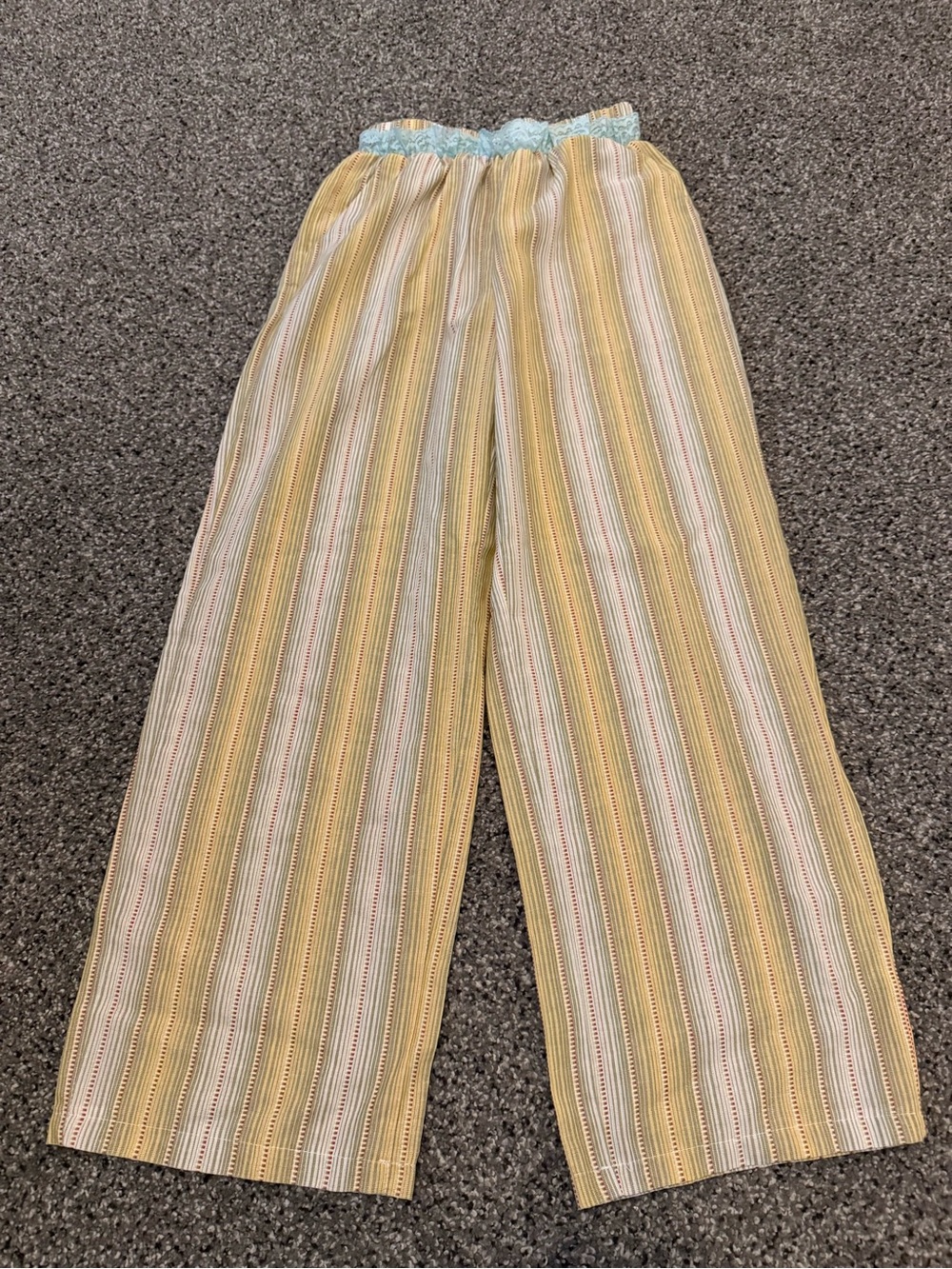 Striped Yellow Straight-Leg Women's Pants